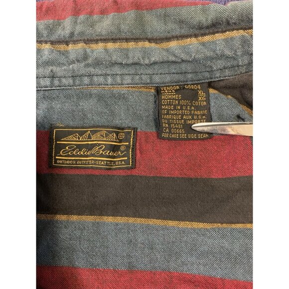 Vintage Eddie Bauer Striped Button Up Flannel Made In USA Workwear Men’s XL - Picture 3 of 10